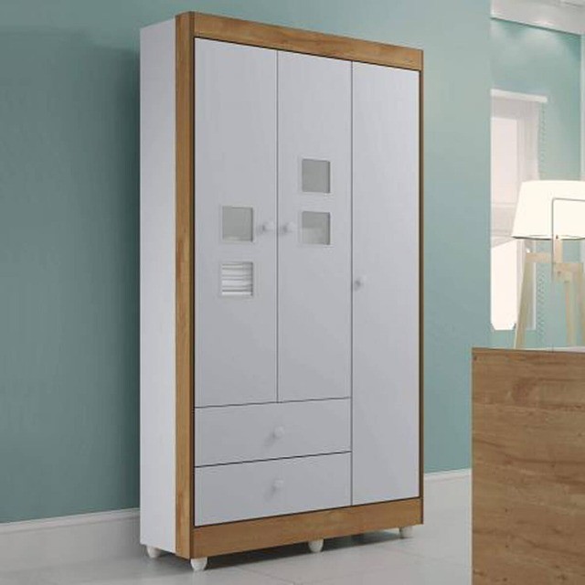 Guarda Roupa Infantil 3 Portas Life 100% MDF Agt - Entrega Rápida