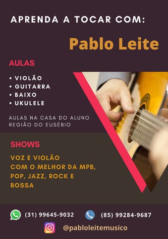 Aulas de Violão, Guitarra, Baixo, Ukulele, Teclado  últimas Vagas