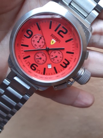 Relogio Ferrari Master Vermelho 48mm Pulseira Aço