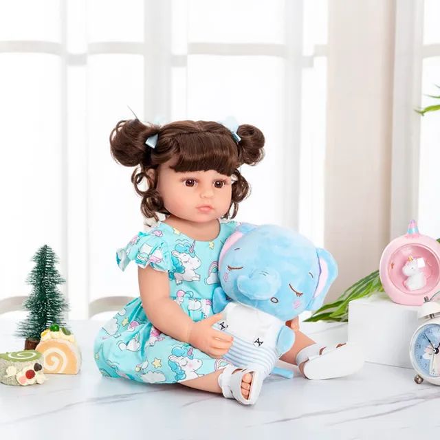 Boneca Bebê Reborn Brastoy Gatinha De 55cm 100% Silicone