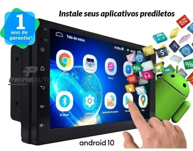 Multimídia Android Gps Bluetooth Espelhamento Wifi Usb Aux Sd Camera tela 7 Polegadas Carr - Foto 4