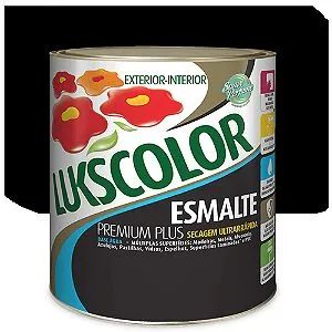 Tinta Esmalte Lukscolor Premium Plus Base Água Fosco Preto 0,9 Litros