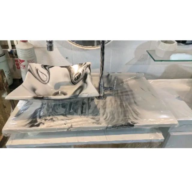 Cuba bancada Orquídea 29x29 e Bancada 37x60 no mármore sintético (s/ torneira)