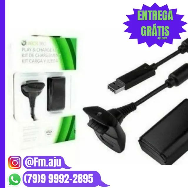 Kit Play And Charge Bateria Controle Xbox 360 + Cabo Usb : :  Games e Consoles