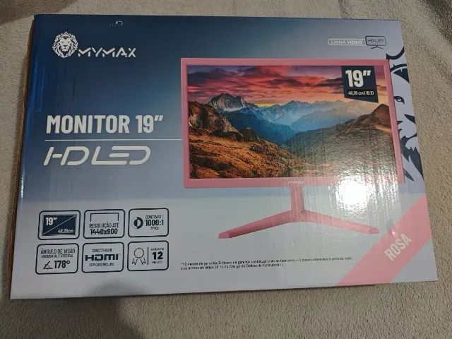Monitor Mymax 19' HD LED, 60hz, HDMI e VGA, Rosa (novo, na caixa) - Foto 5