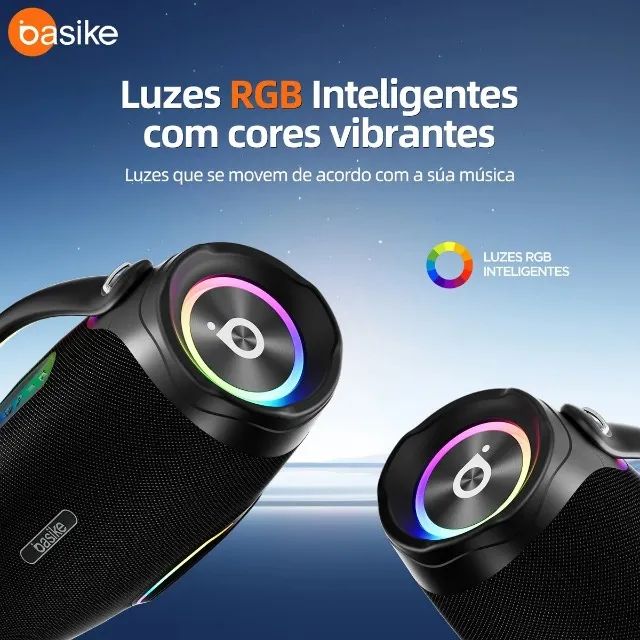 Caixa de Som Portátil Estéreo Basike Ba-RAD181 300W com Bluetooth, Luzes RGB e Bateria  - Foto 2