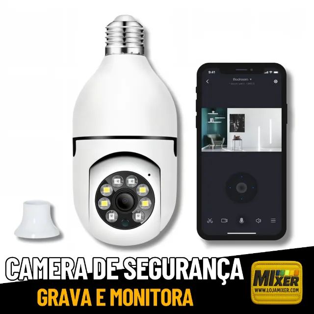 Camera de Espiã Visão Noturna Panorâmica Rotativa 360 Wifi _ CS100