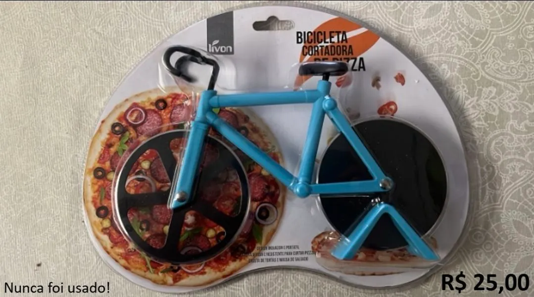 Cortador de Pizza em formato de Bicicleta - Novo!