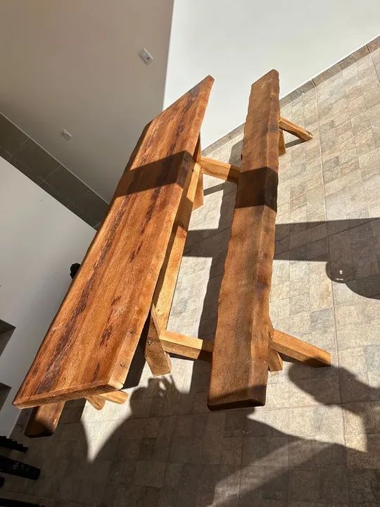 Mesa de madeira rústica para jardim - Foto 3