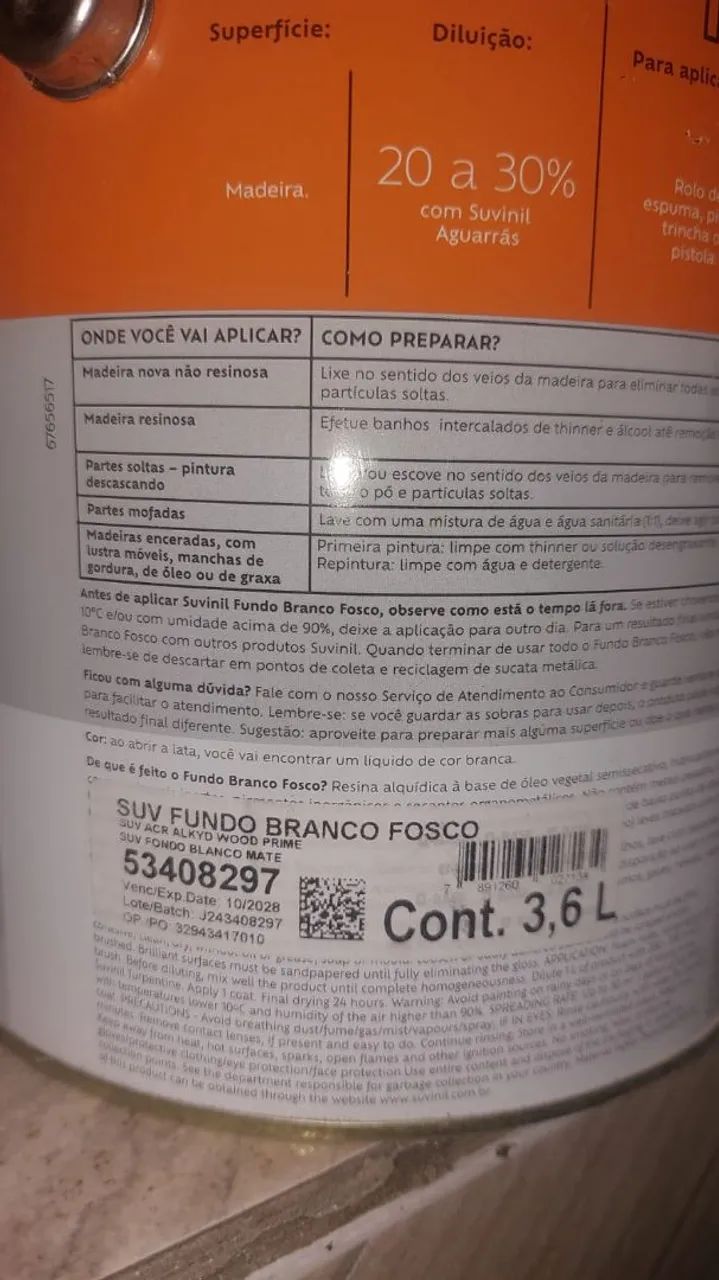 Fundo branco fosco Suvinil 3,6L - $100,00 - Foto 3
