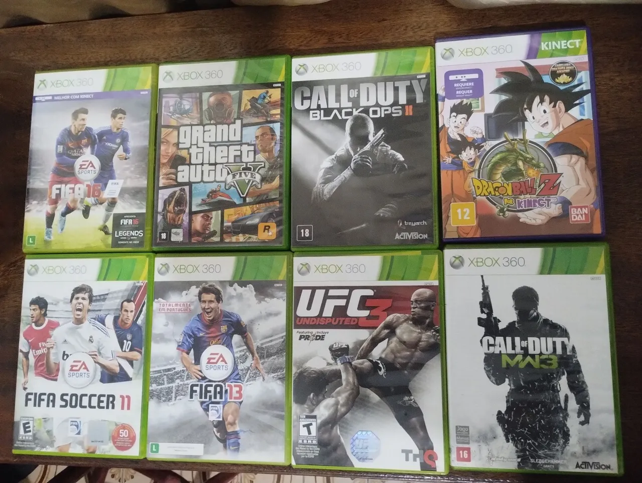 Lote de Jogos Xbox 360 - FIFA, GTA V, Call of Duty, Dragon Ball e UFC