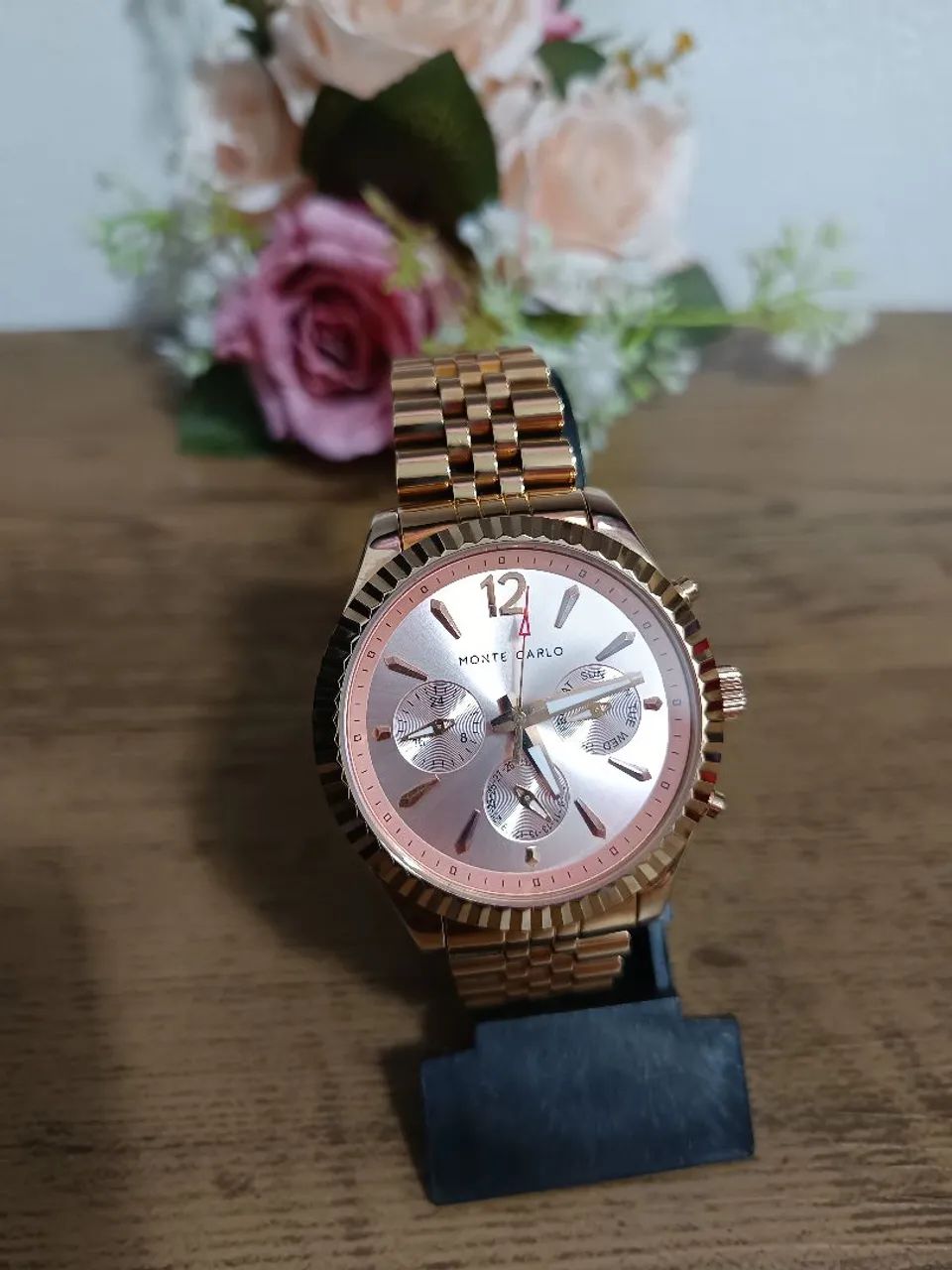 Relógio Monte Carlo Feminino fundo rosa