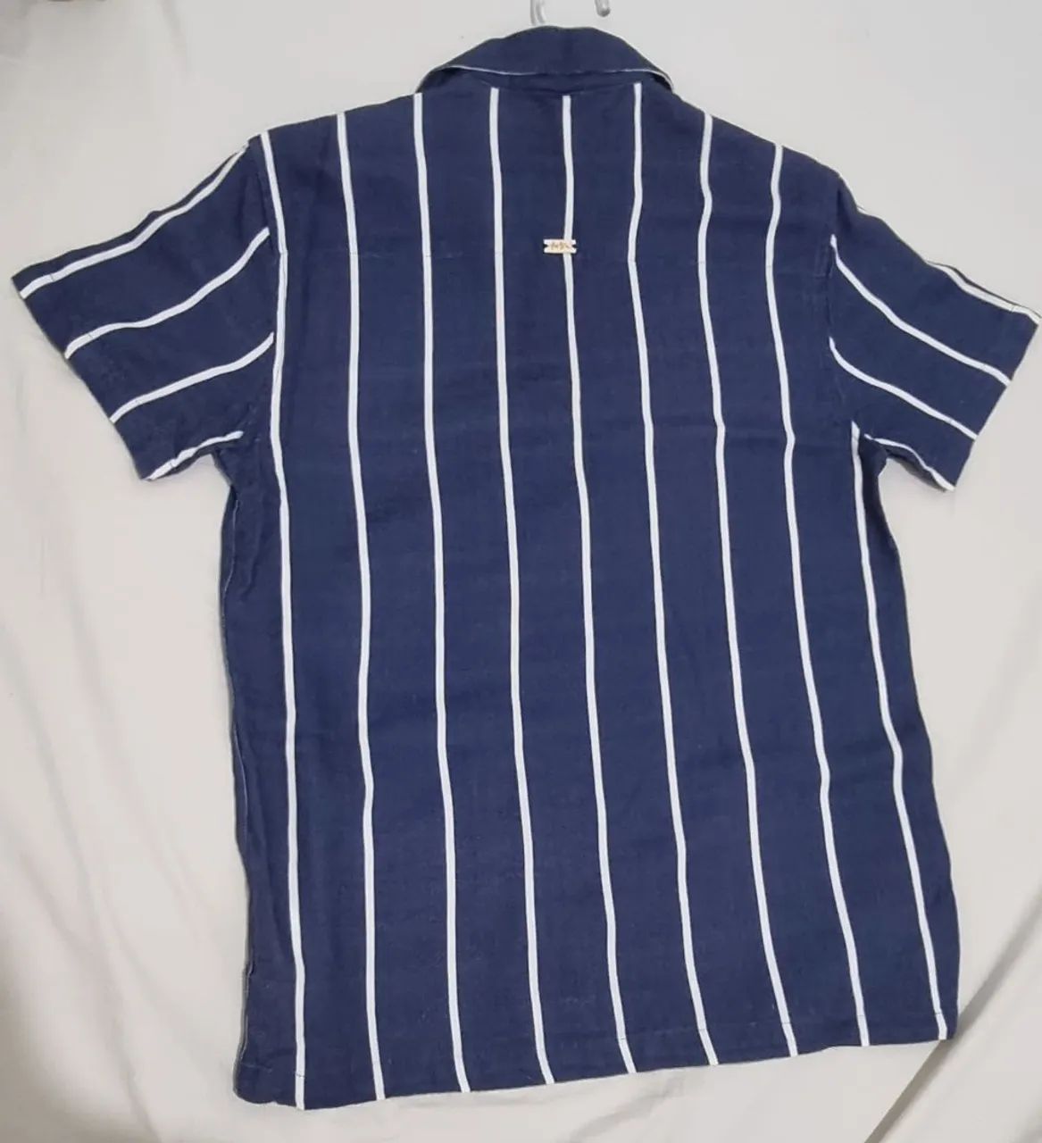 Camisa Foxton azul com listras brancas P - Foto 4