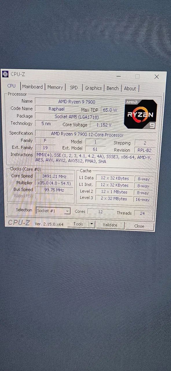 Processador Ryzen 9 7900 - Foto 2