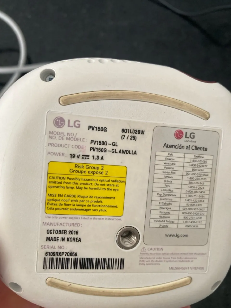 Projetor LG PV150G - Ótimo estado