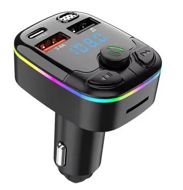 Carregador Adaptador Bluetooth Transmissor FM automotivo, Tipo-C, Dual USB, Mp3 z1188