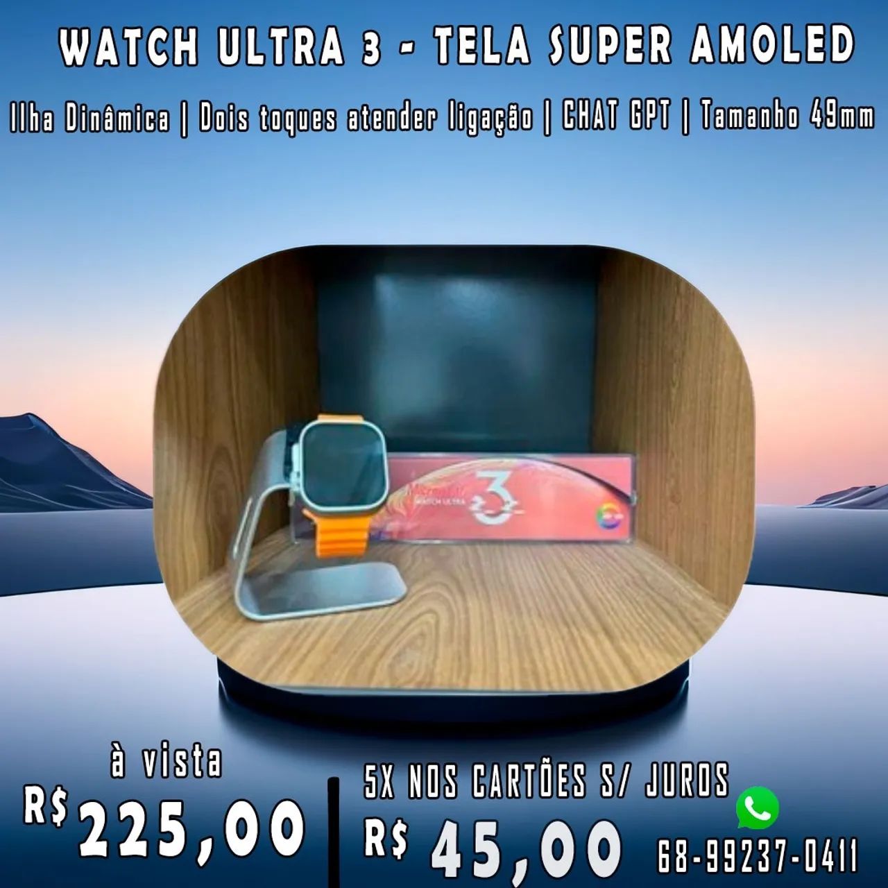 Relogio inteligente Watch ultra 3 tela super amoled