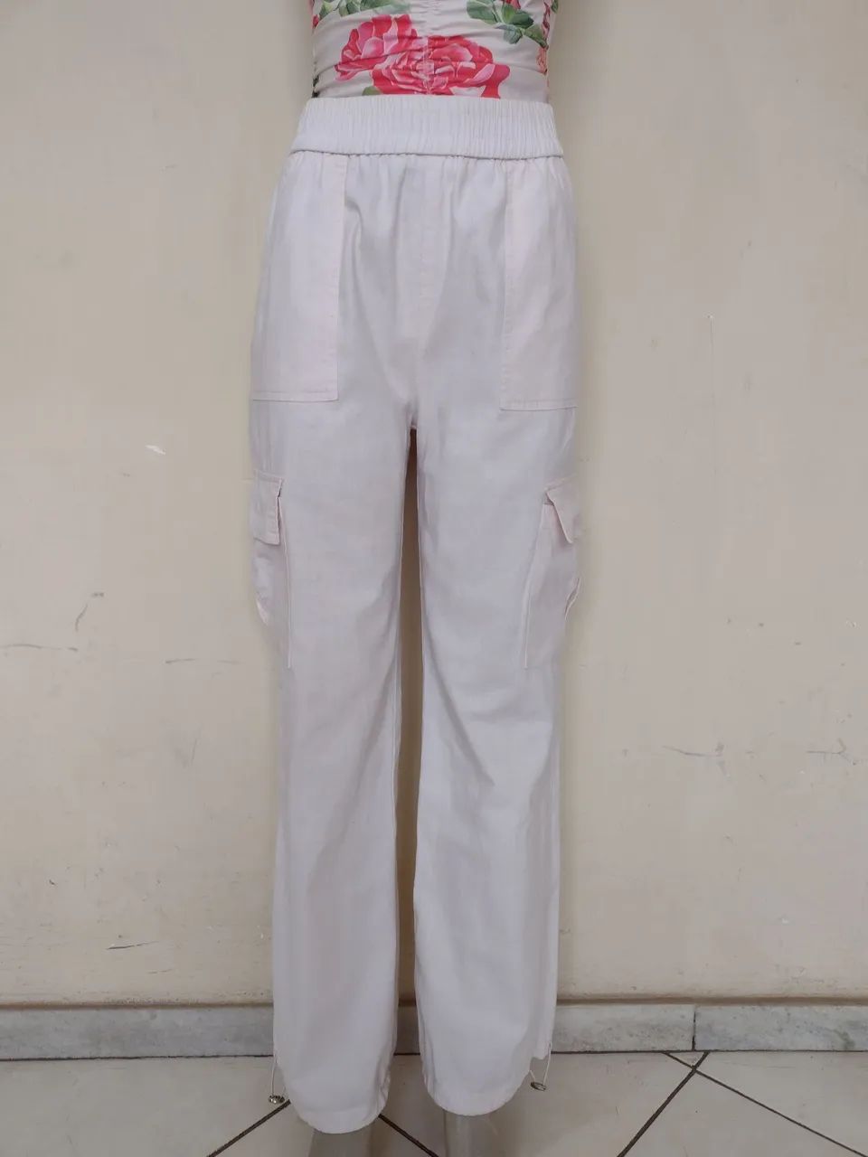 Calça de tecido Rosa bebê 