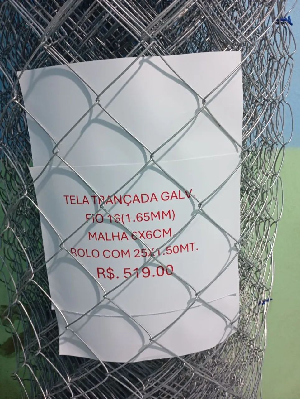 Tela de alambrado fio 16 malha 6x6cm