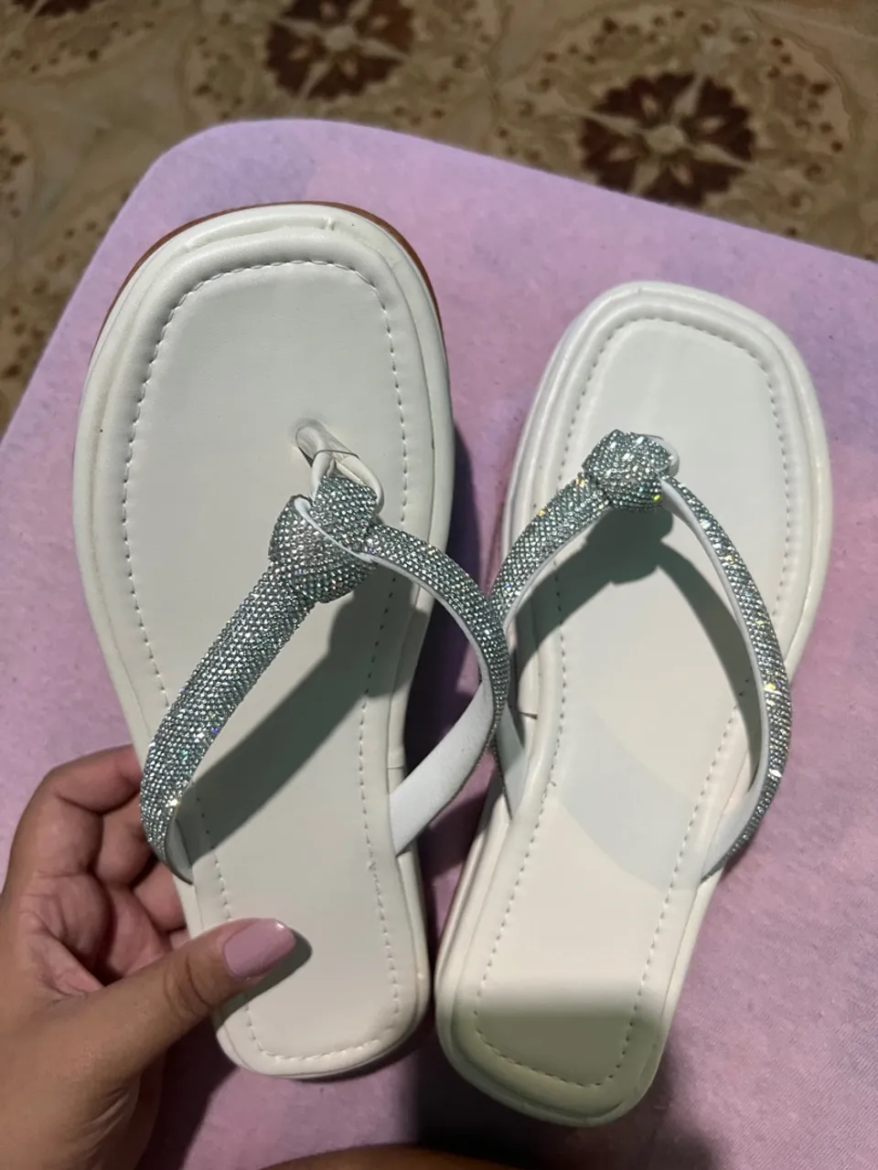 Sandália Feminina Branca com Strass