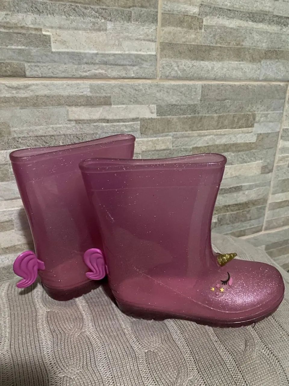 Botas galocha de Chuva Unicórnio Glitter Rosa - Foto 5