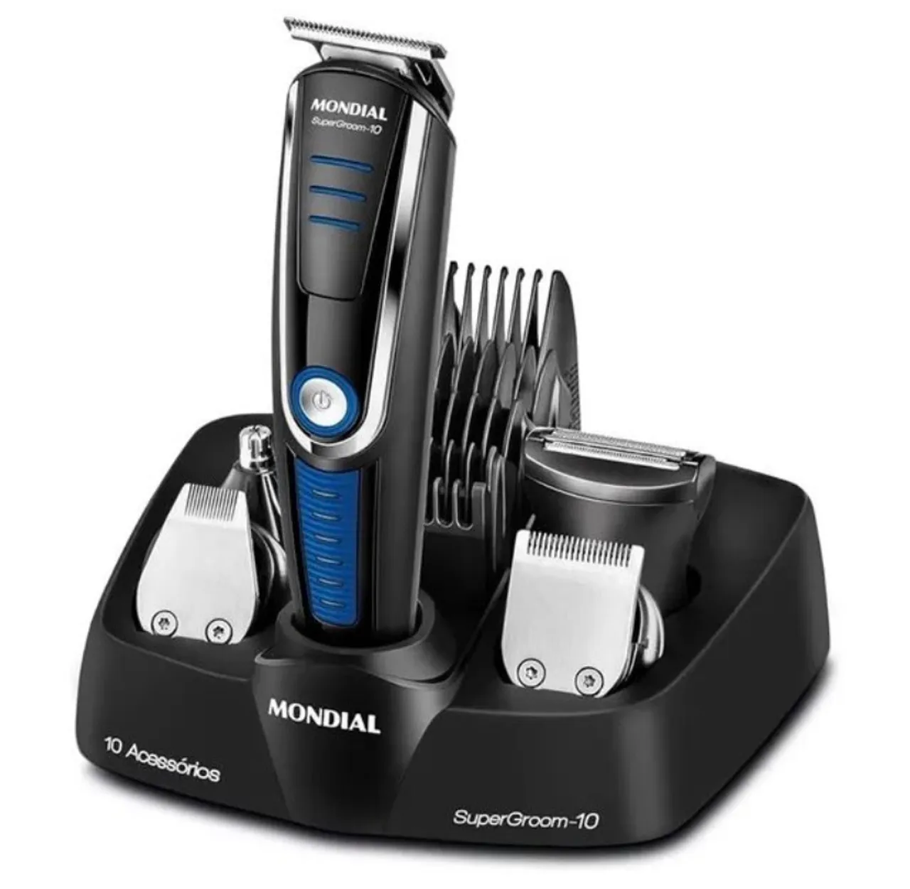 Máquina de Cortar Cabelo Mondial SuperGroom-10 10 Acessórios