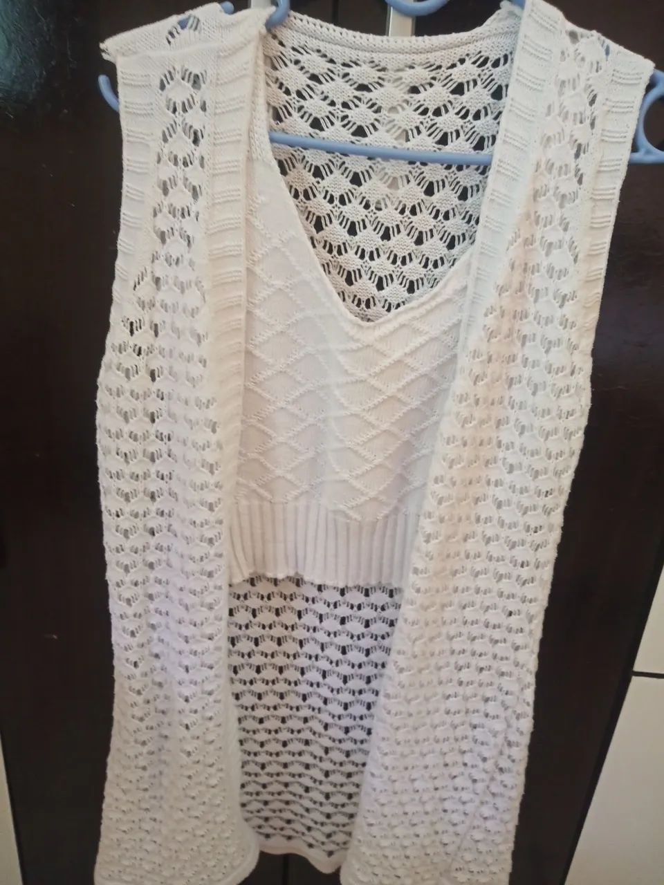 Cardigan branco de tricô - Foto 4
