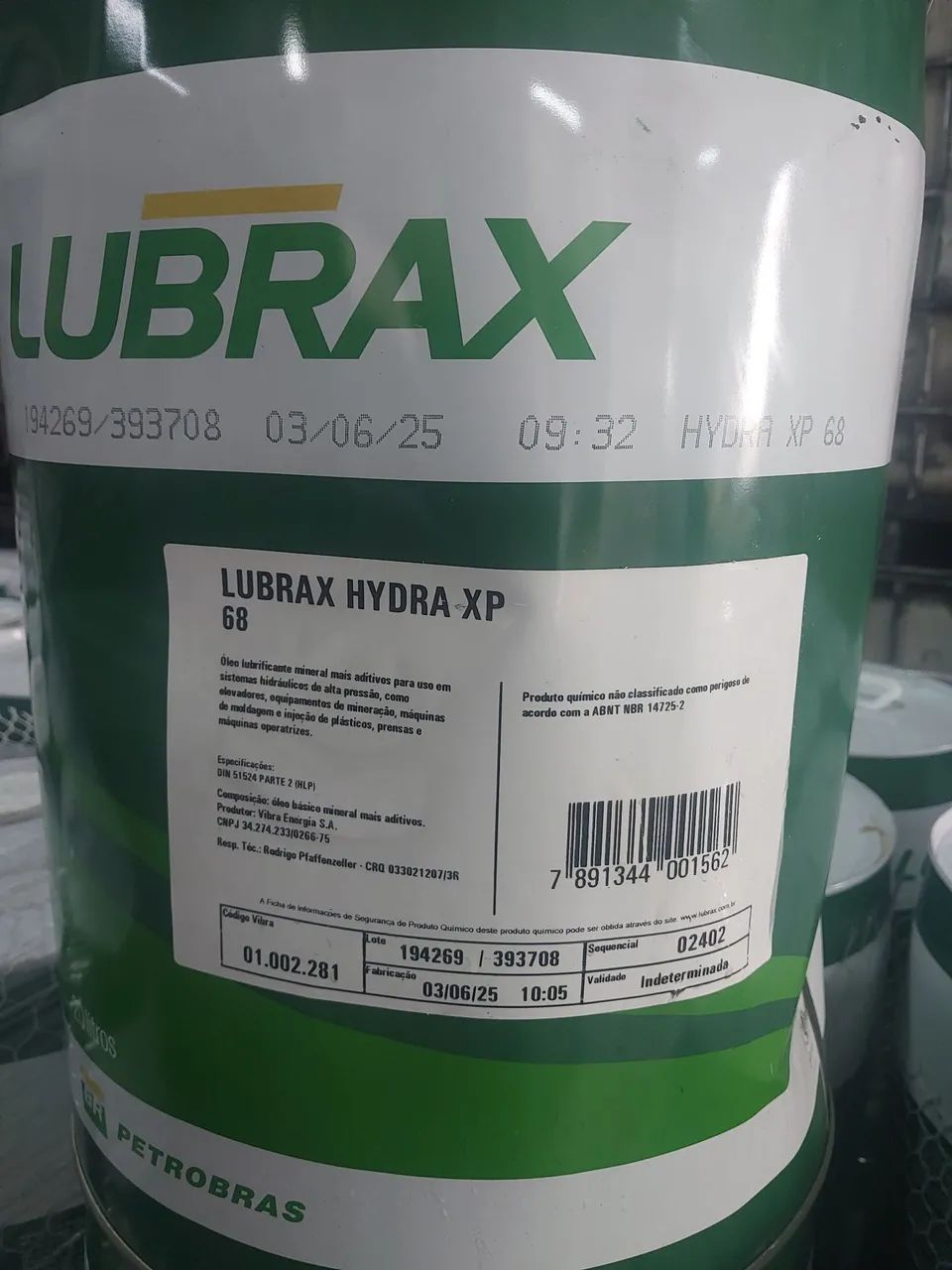 Óleo Lubrax Hydra XP 68 HIDRÁULICO 