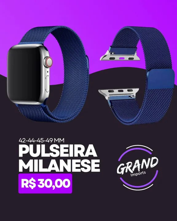 Pulseira Milanese Magnética para Smartwatch 38 ao 49mm - Azul