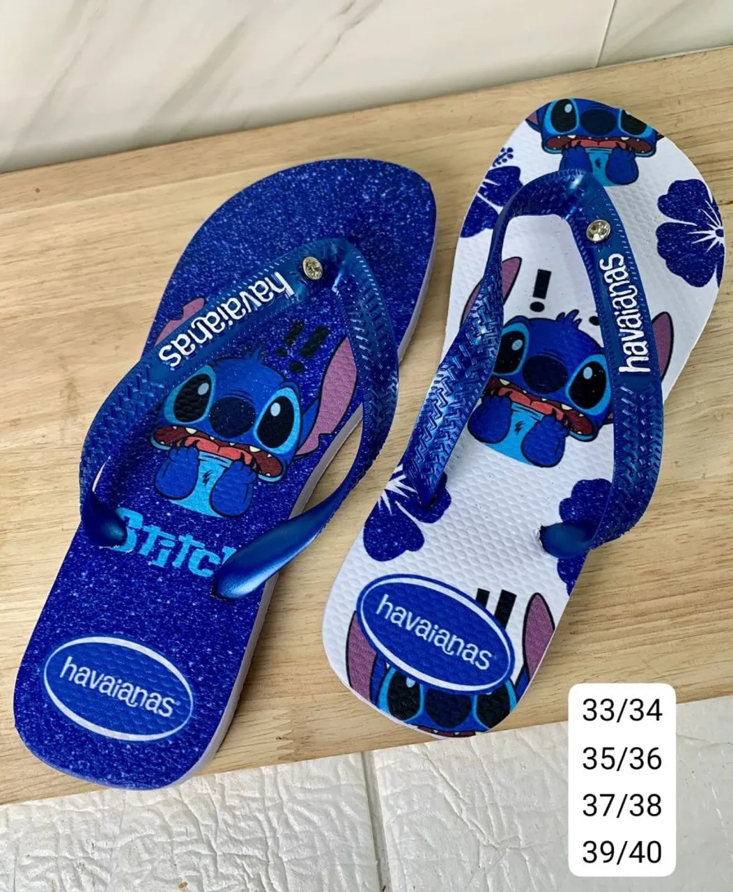 Chinelo Havaianas Stitch Azul - Tamanhos 33/34 a 39/40