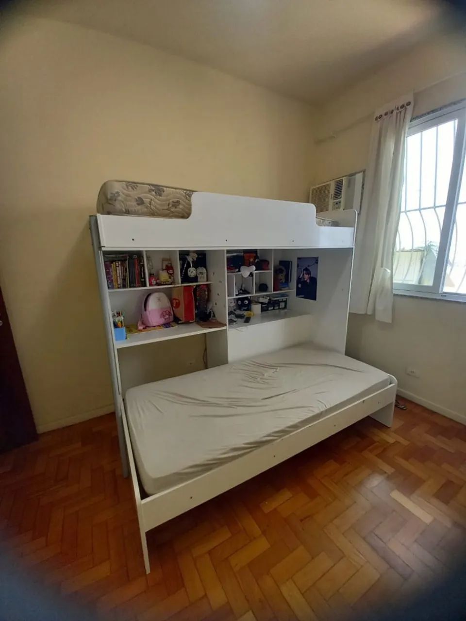 Beliche com escrivaninha e prateleiras - Branco - Foto 2