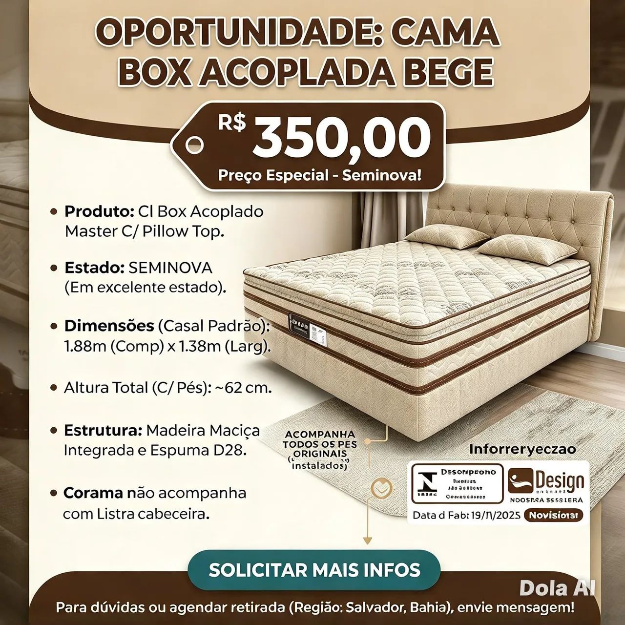 Cama box casal conjugada