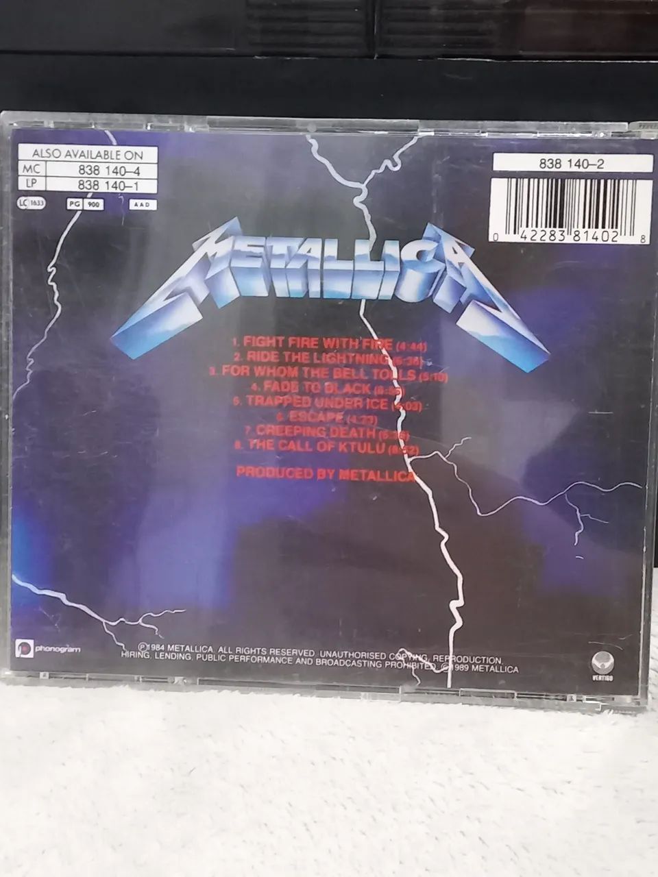 CD Metallica - Ride The Lightning (Prensagem Europeia 1989 - Vertigo) - Foto 2