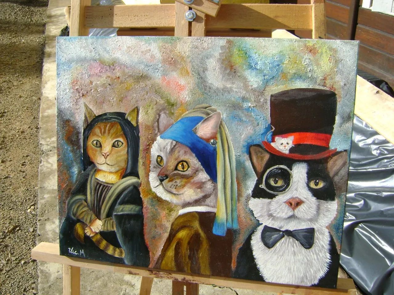 Pintura em tela de gatos - Feito a mão