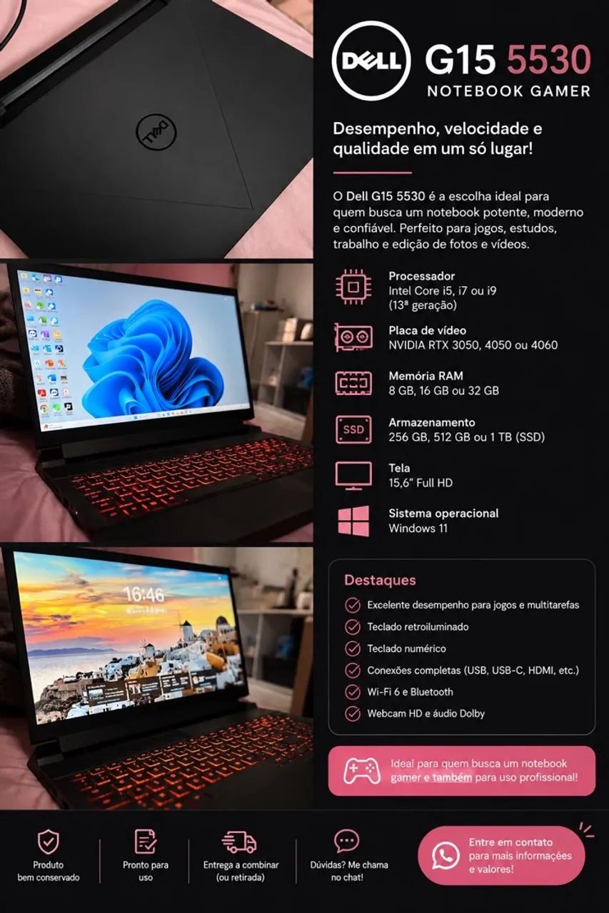 VENDO NOTE GAMER DELL G15 5530