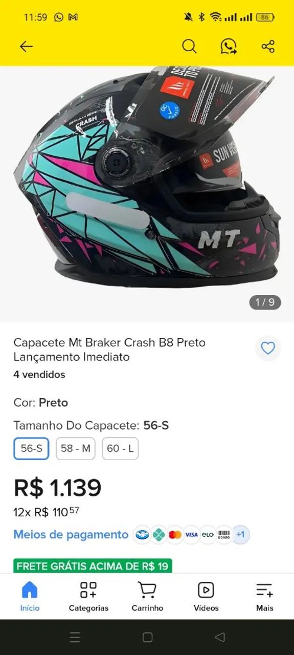 Capacete MT Modelo Crash  - Foto 2
