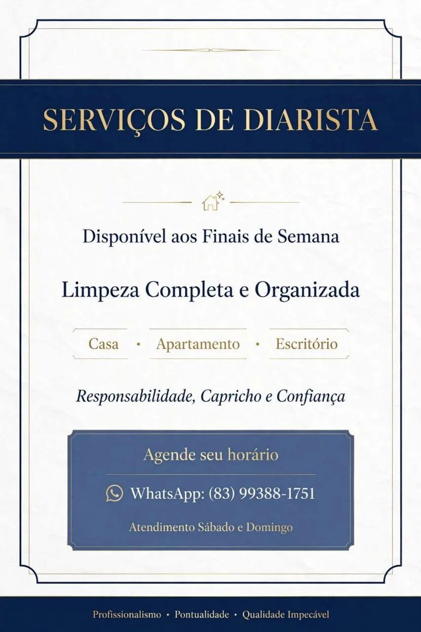 Serviços de diarista 