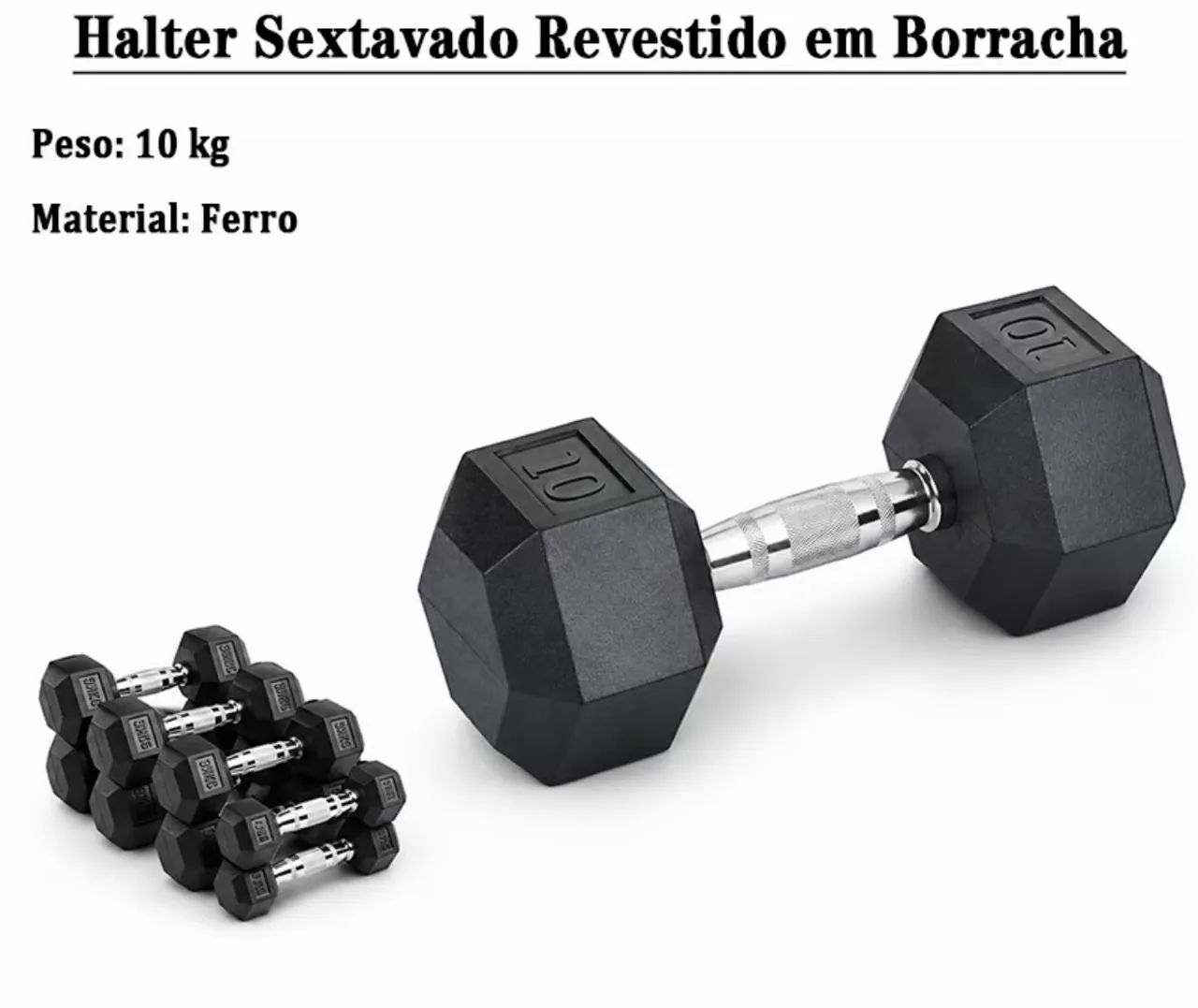 Par Halter 10kg sextavado cromado