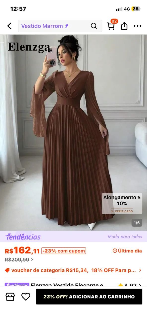 Vestido marrom, elegante 