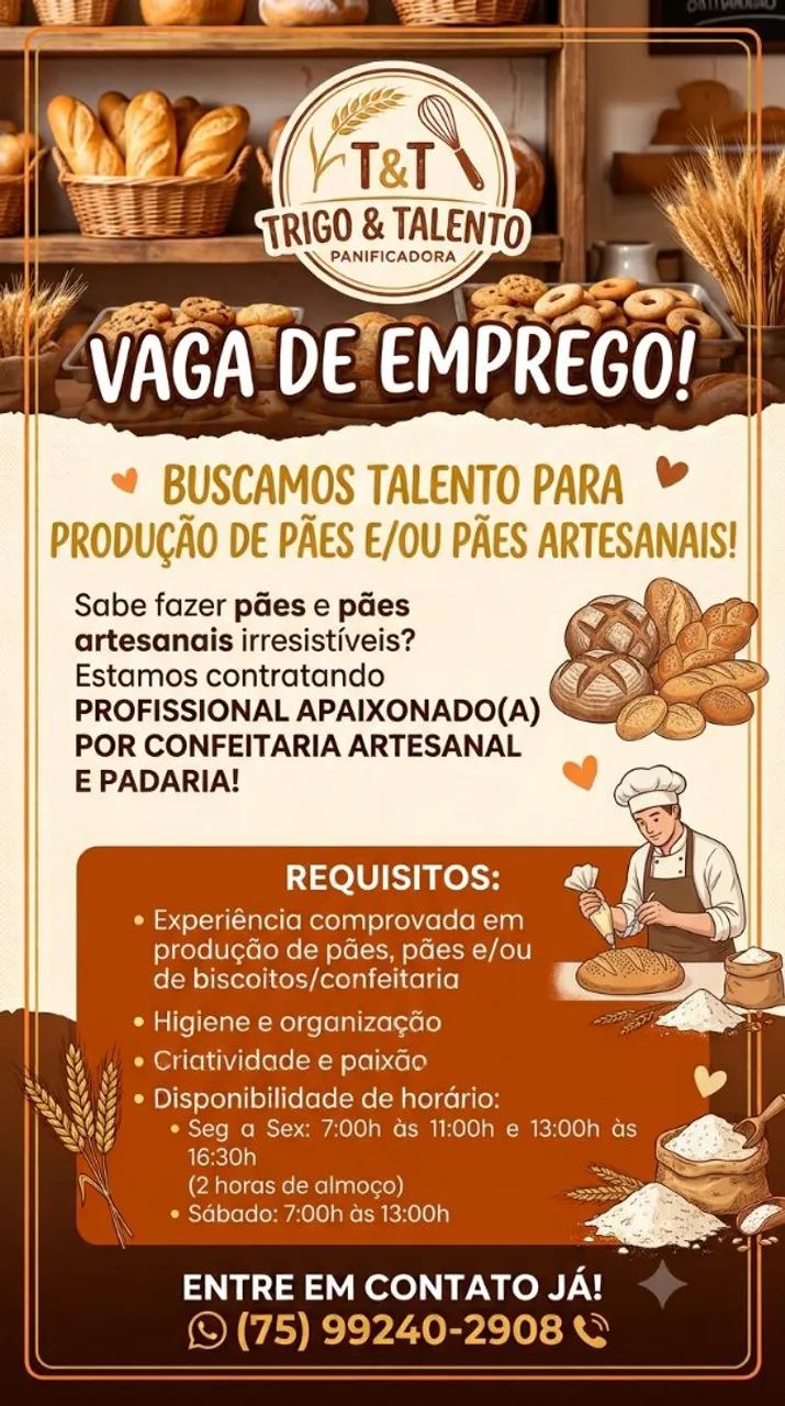 Vaga Para Padeiro.