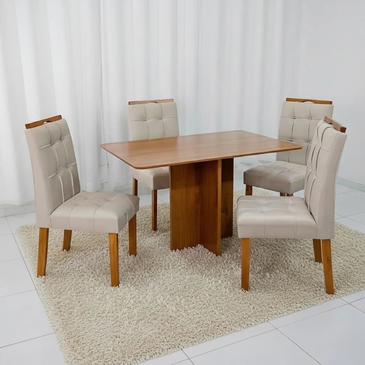 Mesa de Jantar 120 (Tampo s/ vidro)  com 4 Cadeiras - Foto 4
