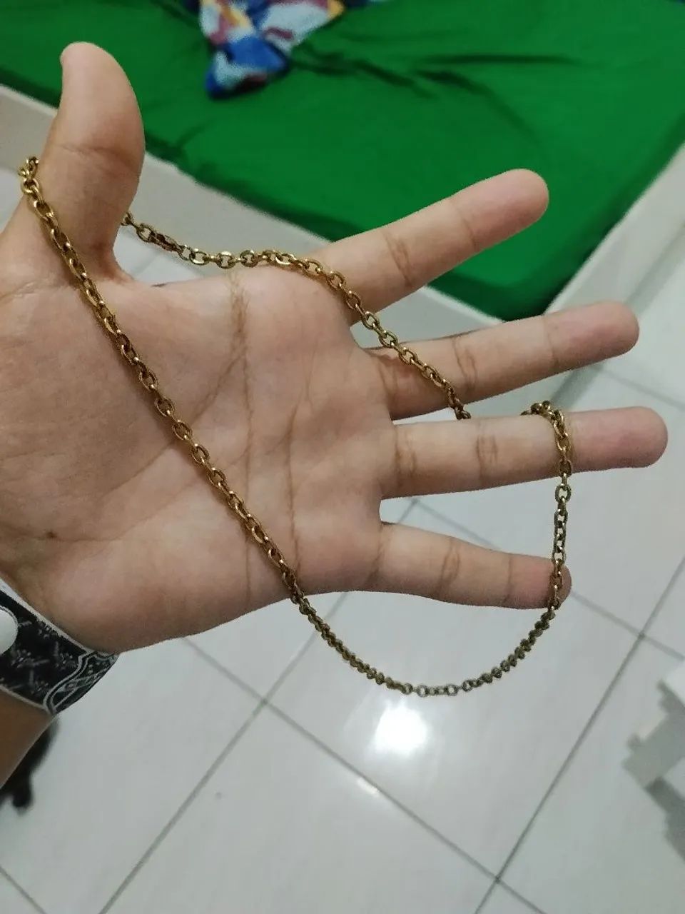 Cordão banhado de ouro estilo corrente 
