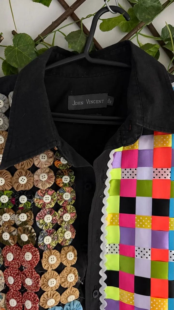 Camisa Preta John Vincent Customizada Patchwork Artesanal - Foto 3