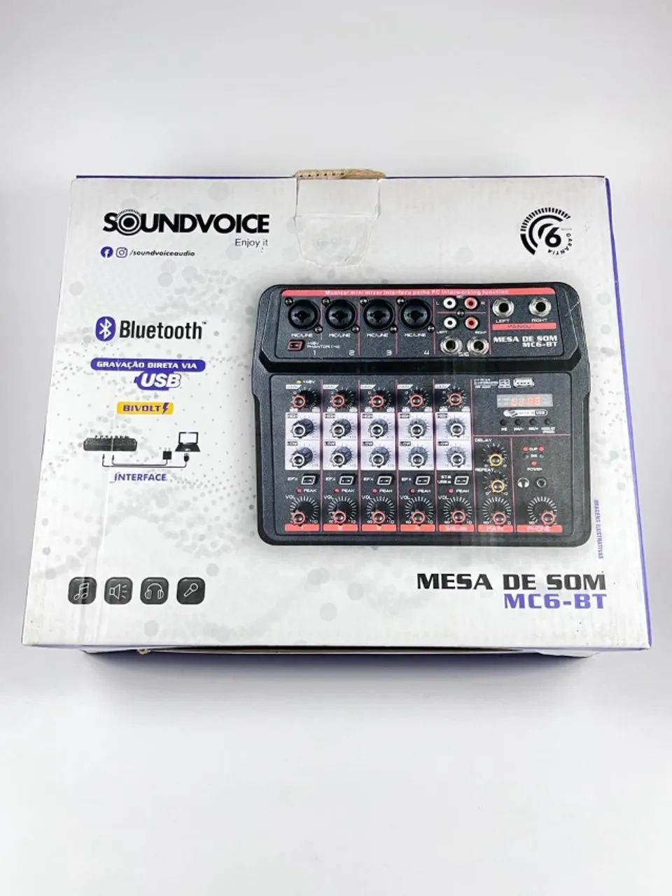 Mixer Soundvoice MC6-BT Bluetooth USB Interface de Áudio - Foto 4