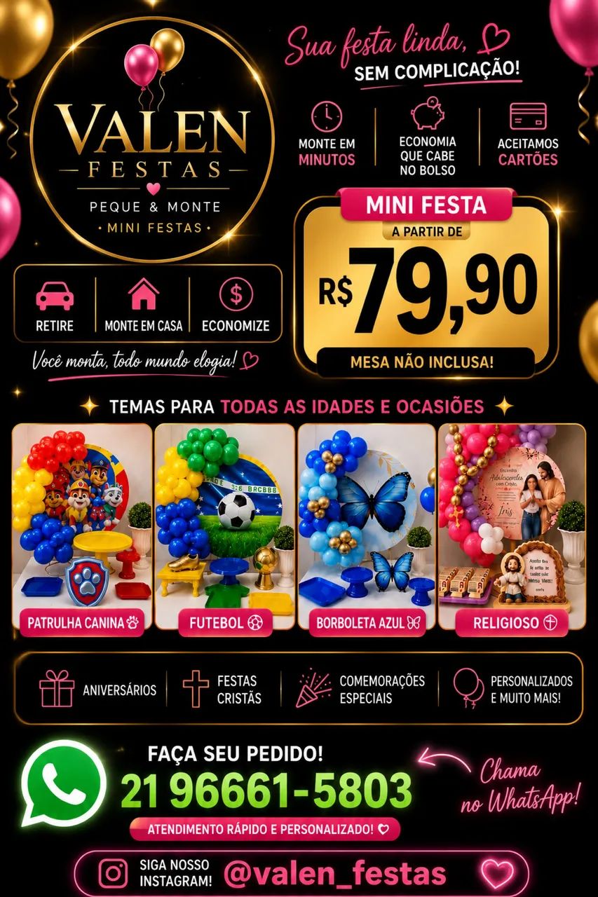 MINI FESTA DE MESA & PEGUE E MONTE (@valen_festas) Instagram