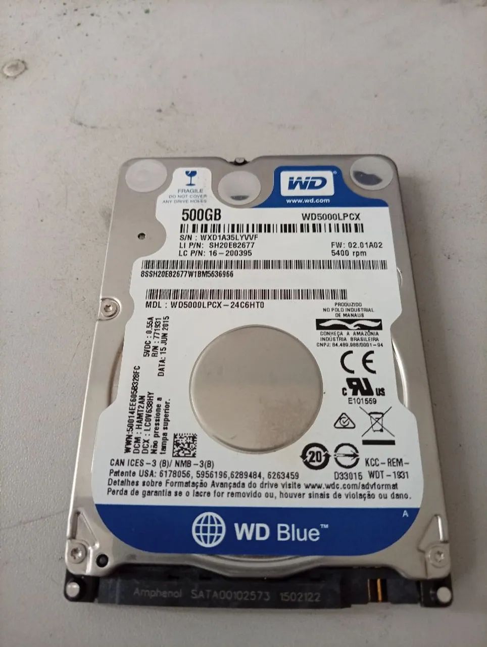Hd de 500gb/notebook 