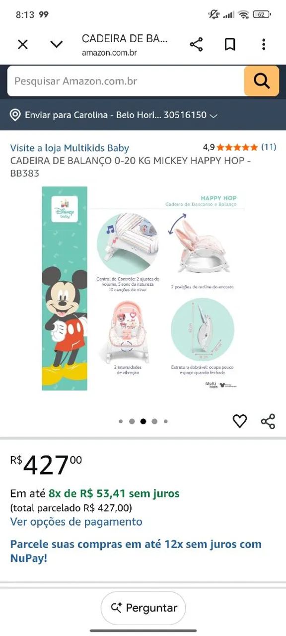 Cadeira de balanço bebe minnie - Foto 4