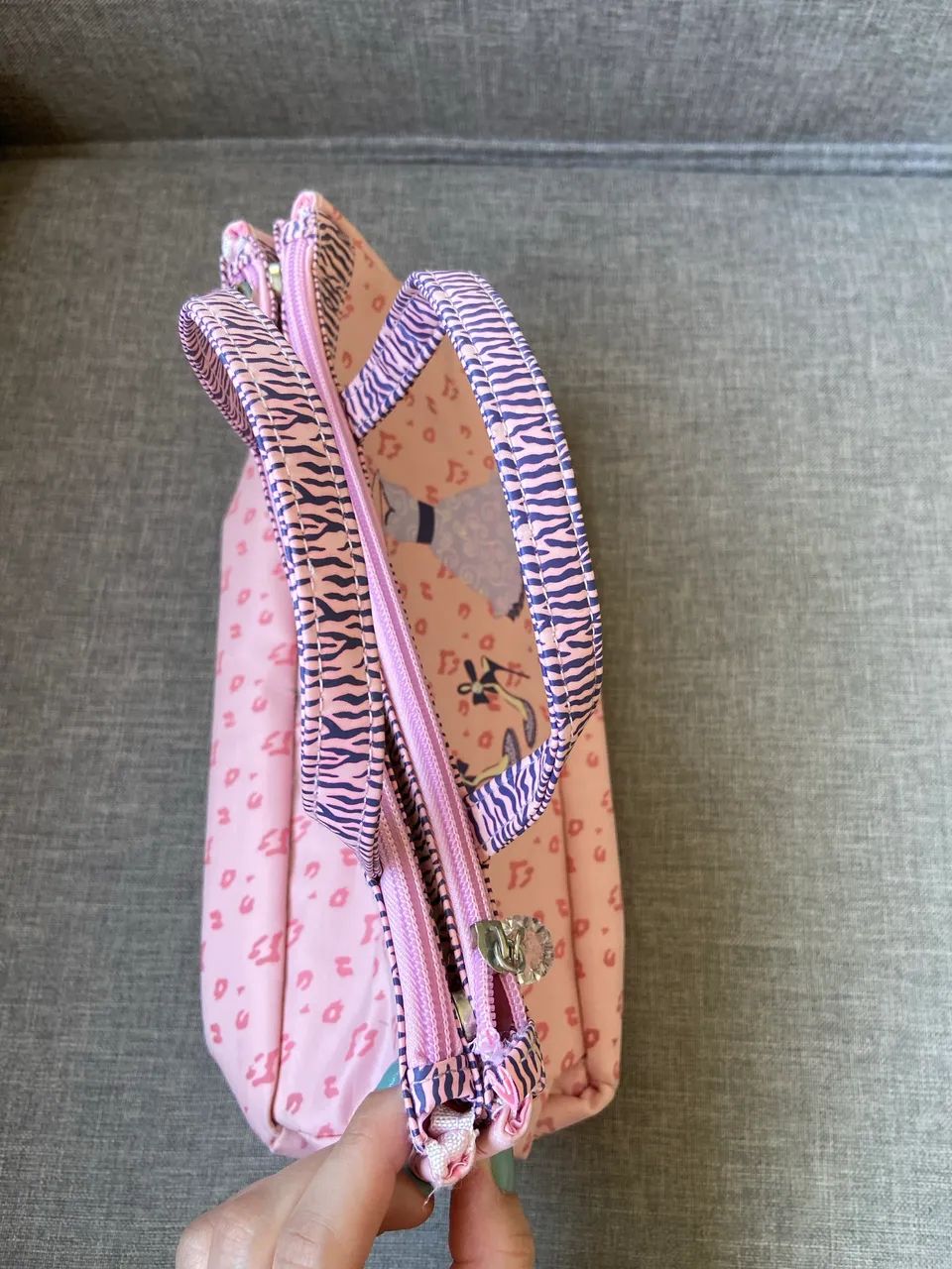 Bolsa necessaire maquiagem compartimentos rosa - Foto 2
