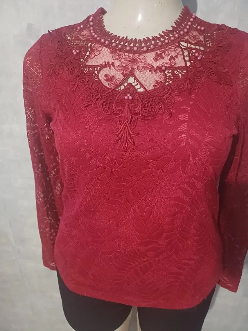 Blusa feminina com manga e renda - Foto 5