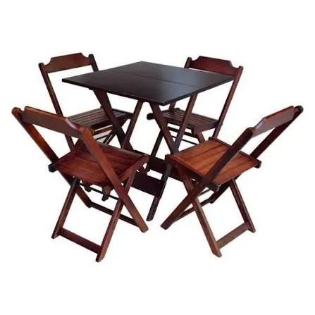  MESA E CADEIRAS DE BAR MADEIRA DOBRAVEL
